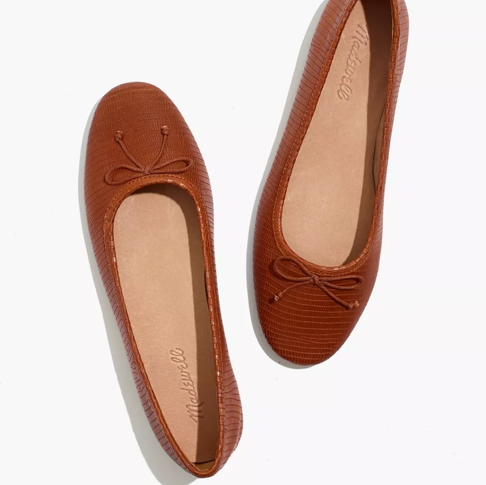 Madewell Brown Flats with Bow Detail